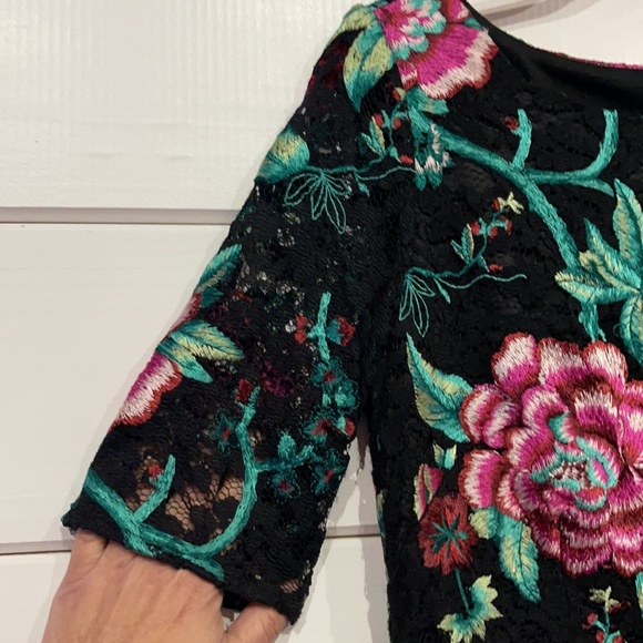 Eliza J Black Embroidered Floral Sheath Dress Size 6 - Picture 4 of 16